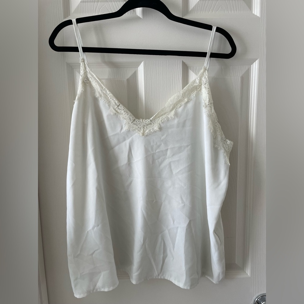 SHEIN white lace trimmed spaghetti strap blouse size 1X